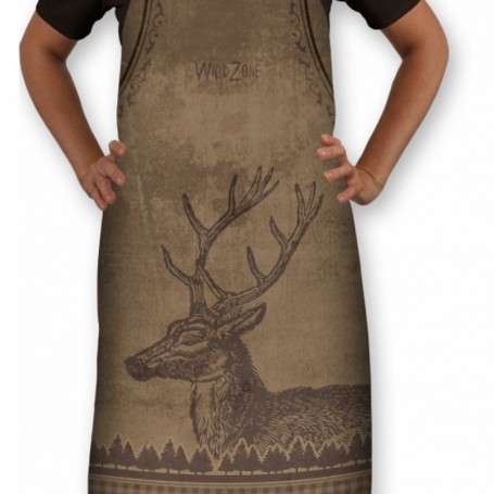 Apron Wild Zone with deer, brown M-166-1910