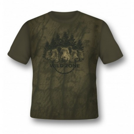 T-shirt WILD ZONE with boar decoration, green (M-269-1920)