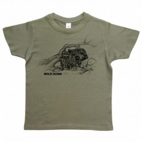 Child T-shirt with boar print, green, WILD ZONE M-027-1793