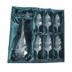 Glass bottle of precious drink and set of glasses from KOZAP (13/1)