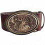 Leather belt ARTURE with engraved antler buckle (4 cm)