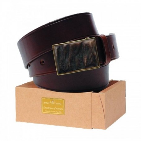 Leather belt ARTURE with antler buckle (4 cm)