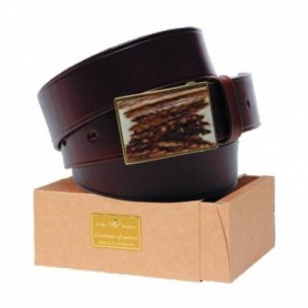 Leather Belt with Antler Buckle 4 cm