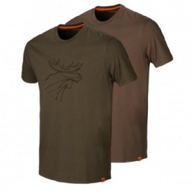 T-Shirt 2-pack HARKILA Graphic (willow green/slate brown)