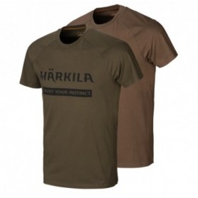 T-Shirt 2-pack HARKILA Logo (willow green/slate brown)