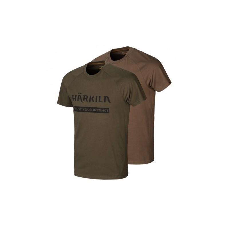 Harkila Logo T Shirt 2-Pack Willow Green Slate Brown Country Hunting Shooting 